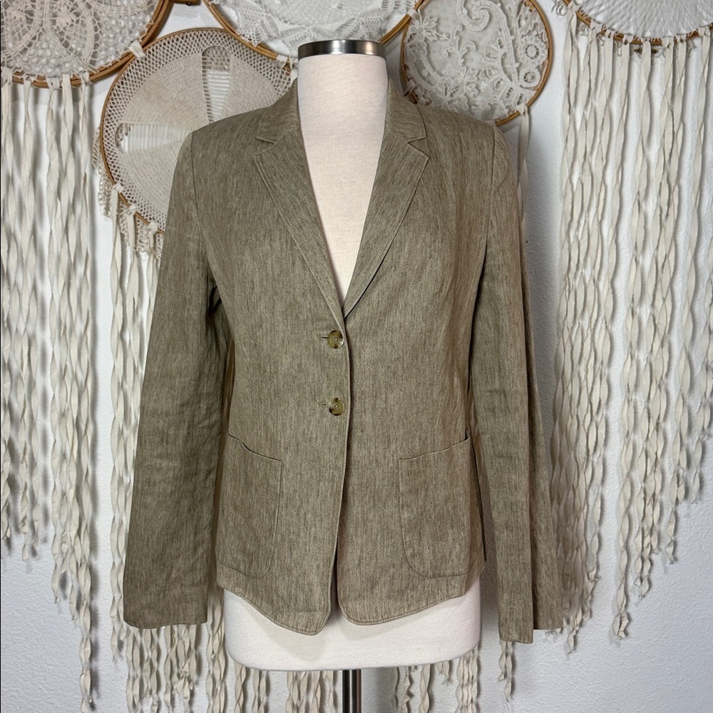 Vince Tan Linen Cotton Blend Blazer Size 10
